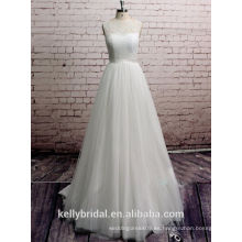 ZM16038 Vestidos de boda blancos elegantes de la playa Vestido de boda simple simple de Softy de la gasa